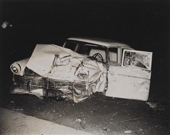 (AUTOMOTIVE WRECKS) Collection of 32 photographs showing the aftermath of the ill-fated automobiles that left the road.